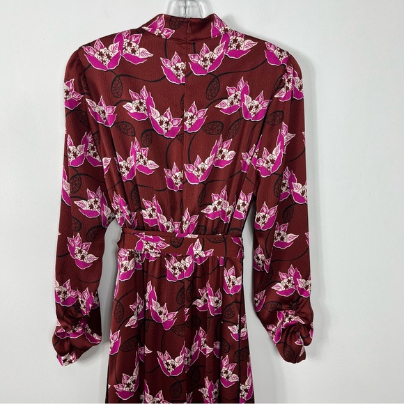 ME+EM Printed Textured Satin Maxi Dress Size 10 Burgundy Waterlily Print - Picture 11 of 12